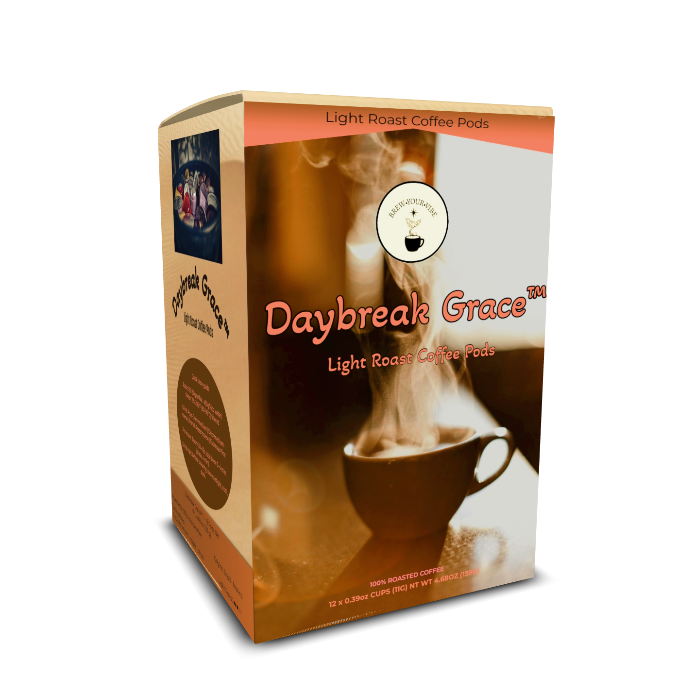 DAYBREAK GRACE™ - Light Roast Coffee Pods (12 Ct) Tasting Notes: Citrus • Stone Fruit • Honey • Cocoa - Origins: Ethiopia • Mexico • Brazil