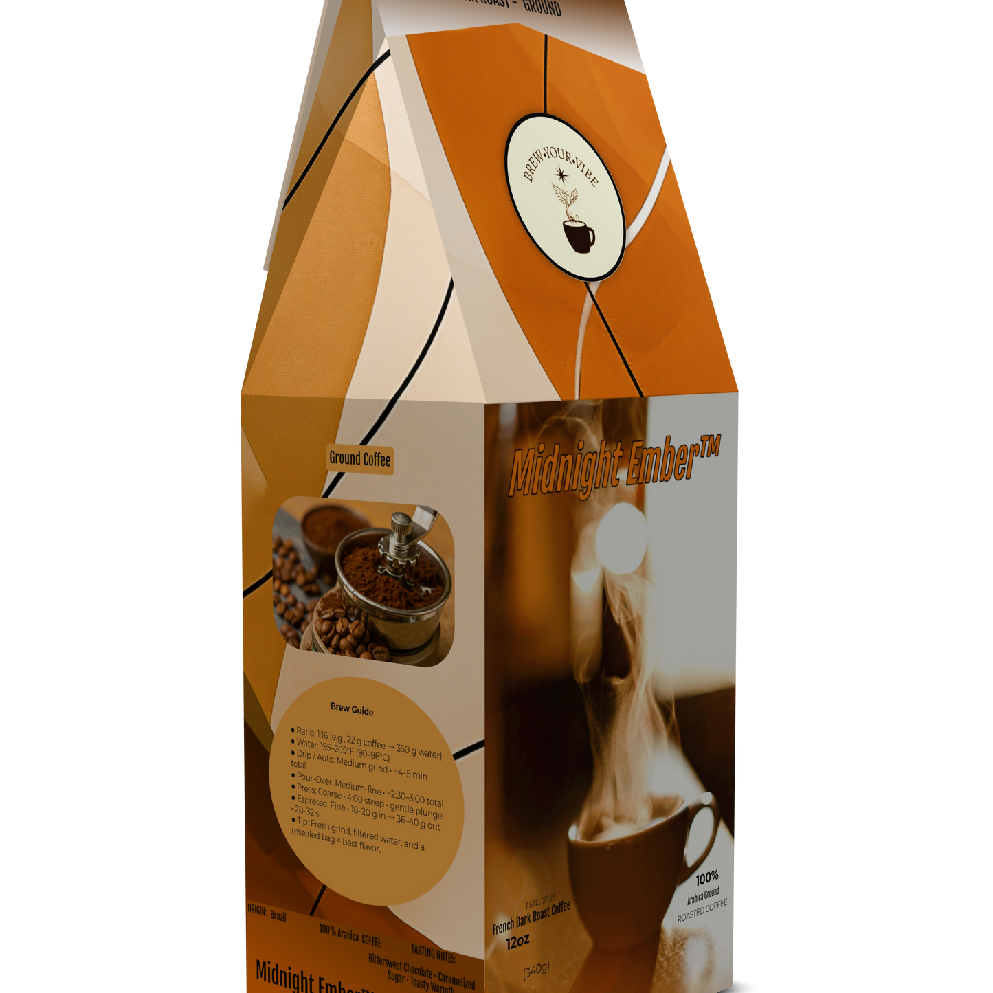 Midnight Ember™ — Dark French Roast Coffee (Ground) Tasting Notes: Baker’s Chocolate • Caramelized sugar • Toasted Oak - Origin: Brazil