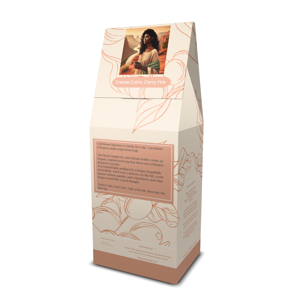 Guji Bloom Signature™ Ethiopia Premium Single Origin - Coffee (Ground) Light Medium Roast • Tasting Notes: Green Tea • Lemon Verbena • Blackberry