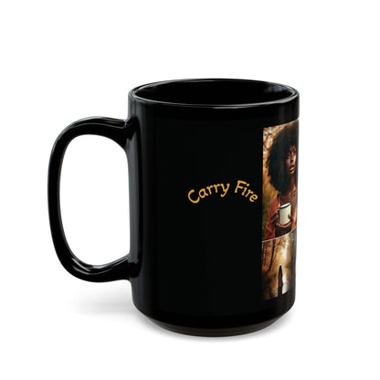 Create Calm Carry Fire Black Ceramic Mug — 11oz Artful Coffee Cup