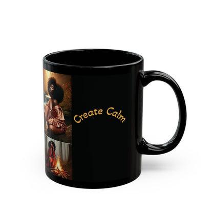 Create Calm Carry Fire Black Ceramic Mug — 11oz Artful Coffee Cup