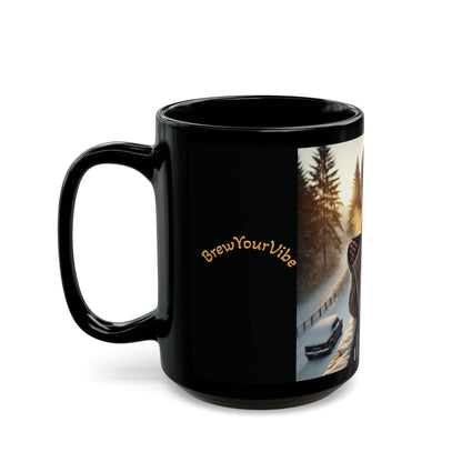 BrewYourVibe Woman Morning Mug — Snowy Porch Cozy Coffee Cup (11oz )