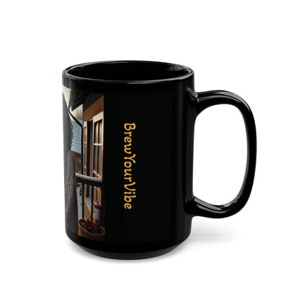 BrewYourVibe Woman Morning Mug — Snowy Porch Cozy Coffee Cup (11oz )