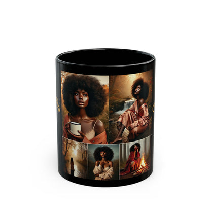 Create Calm Carry Fire Black Ceramic Mug — 11oz Artful Coffee Cup
