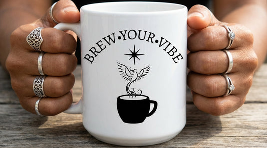 Brew Your Vibe 20oz Signature Logo — Inspirational Phoenix Coffee Cup