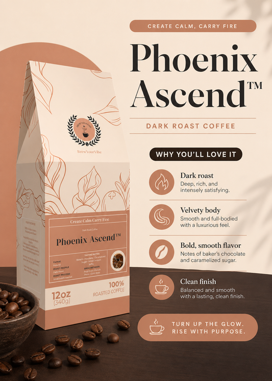 PHOENIX ASCEND™ — Dark Roast Coffee (Ground)- Tasting Notes: Rich Bakers Chocolate • Caramelized Sugar - Origins: Brazil • Mexico • Guatemala