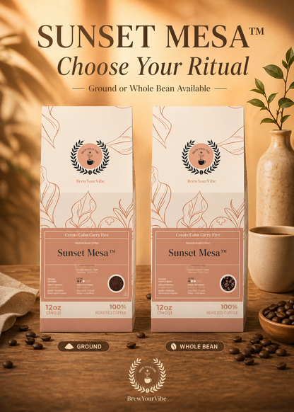 SUNSET MESA™ — Medium Roast Coffee (Whole Bean)  Tasting Notes: Chocolate-Almond • Maple • Citrus - Origins: Brazil • Mexico (Chiapas) — 100% Arabica