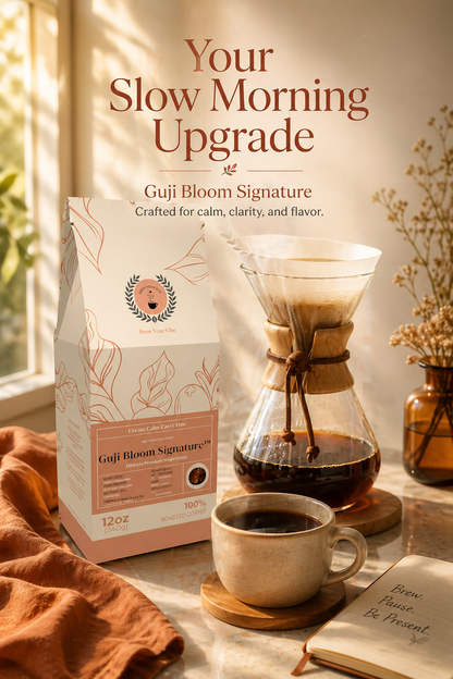 Guji Bloom Signature™ Ethiopia Premium Single Origin- Coffee (Whole Bean) Light- Medium Roast • Tasting notes: Green Tea • Lemon Verbena • Blackberry