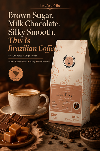 BRASA DOCE™ — Medium Roast Coffee (Ground) - Tasting Notes: Roasted Peanut • Honey • Milk Chocolate -   Single Origin: Brazil