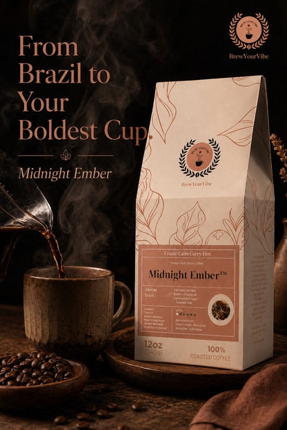 Midnight Ember™ — Dark French Roast Coffee (Ground) Tasting Notes: Baker’s Chocolate  • Caramelized sugar • Toasted Oak - Origin: Brazil