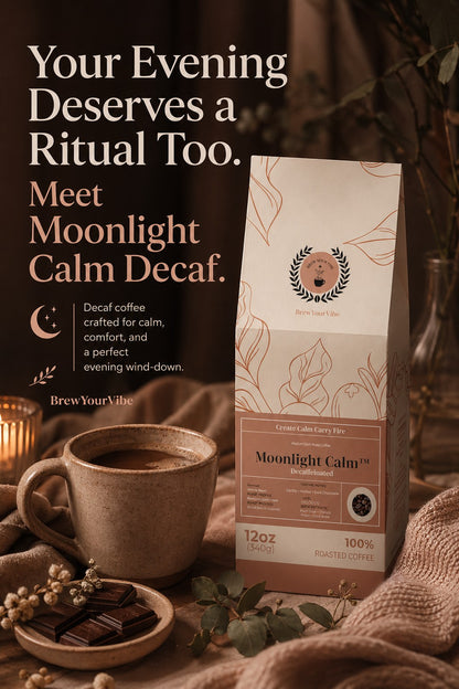 MOONLIGHT CALM™ Decaf -Medium Dark Roast Coffee (Whole Bean) Tasting Notes: Earthy • Herbal Notes •  Dark Chocolate - Origin/Region: Indonesia/Mandheling