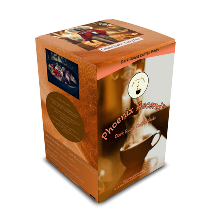 PHOENIX ASCEND™ — Dark Roast Coffee Pods (12 Ct) - Tasting Notes: Rich Bakers Chocolate • Caramelized Sugar - Origins: Brazil • Mexico • Guatemala
