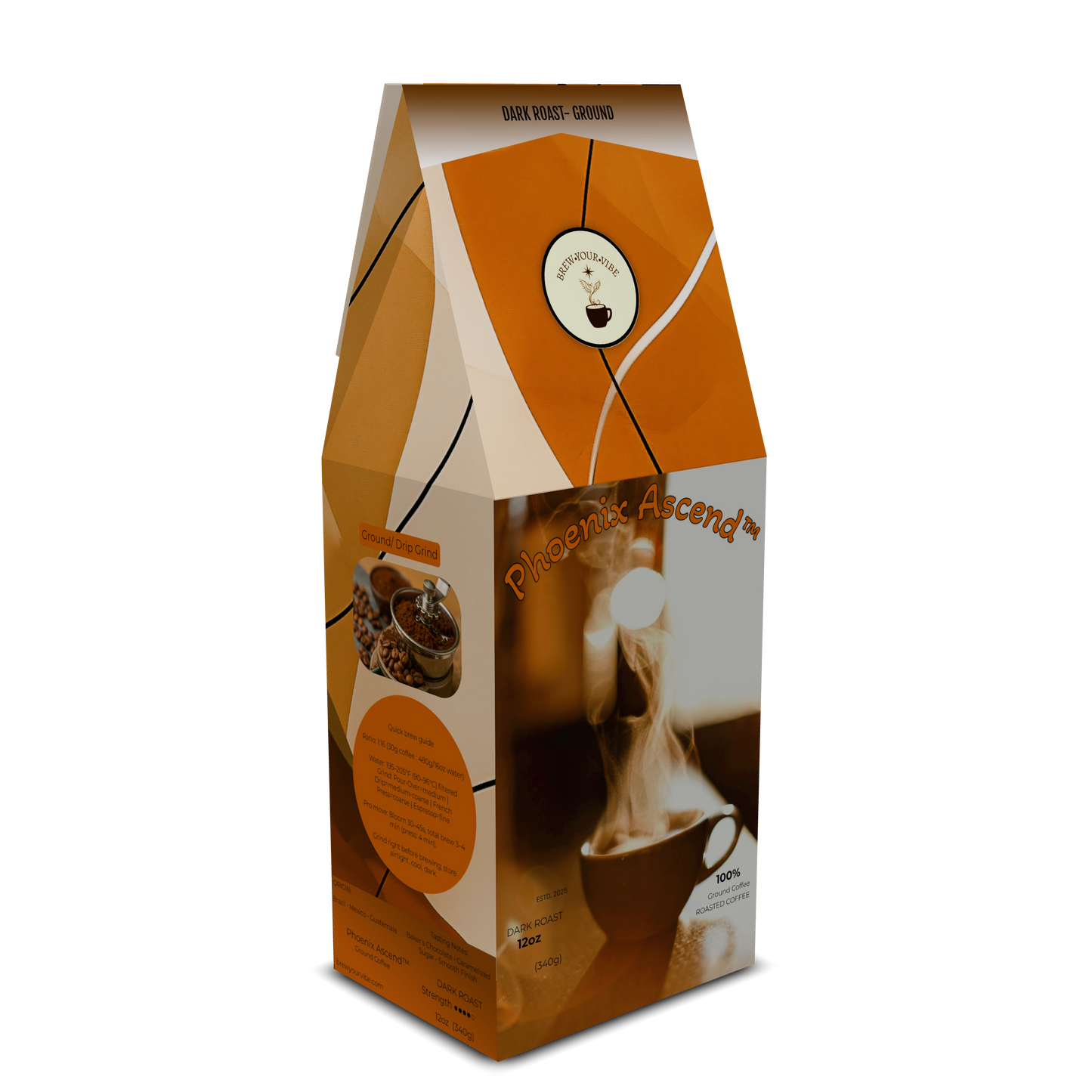 PHOENIX ASCEND™ — Dark Roast Coffee (Ground)- Tasting Notes: Rich Bakers Chocolate • Caramelized Sugar - Origins: Brazil • Mexico • Guatemala