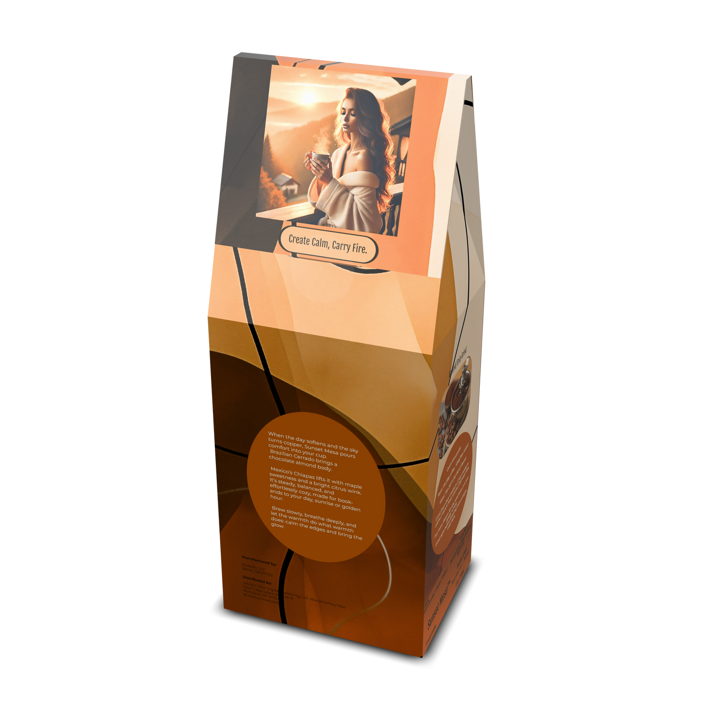 SUNSET MESA™ — Medium Roast Coffee (Ground)  Tasting Notes: Chocolate-Almond • Maple • Citrus - Origins: Brazil • Mexico (Chiapas) — 100% Arabica