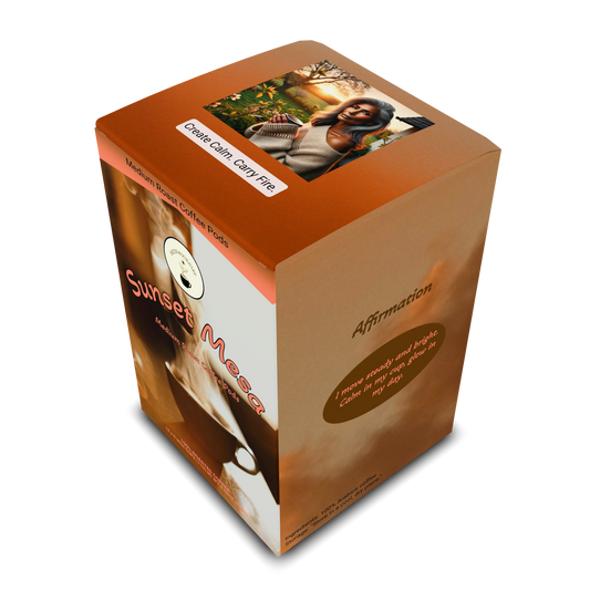 SUNSET MESA™ — Medium Roast Coffee Pods (12ct) - Tasting Notes: Chocolate-Almond • Maple • Citrus - Origins: Brazil • Mexico (Chiapas) — 100% Arabica