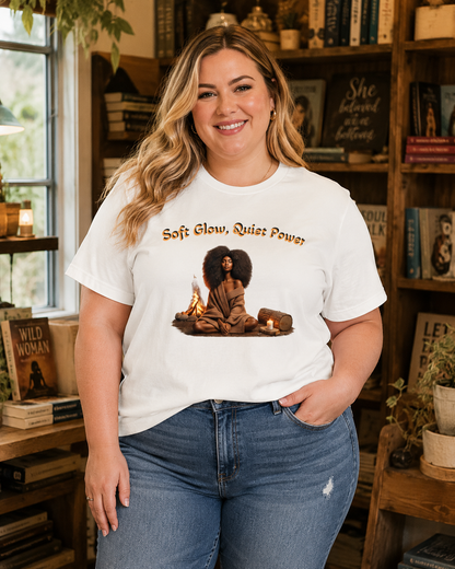 Soft Glow Quiet Power Affirmation T-Shirt | Women's Relaxed Tee