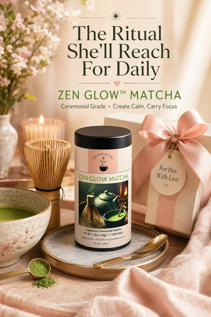 ZEN GLOW™ MATCHA (Ceremonial Grade) - Flavor Notes: Sweet Umami• Fresh Young Greens • Subtle Nori • Creamy Body • Honeyed Finish