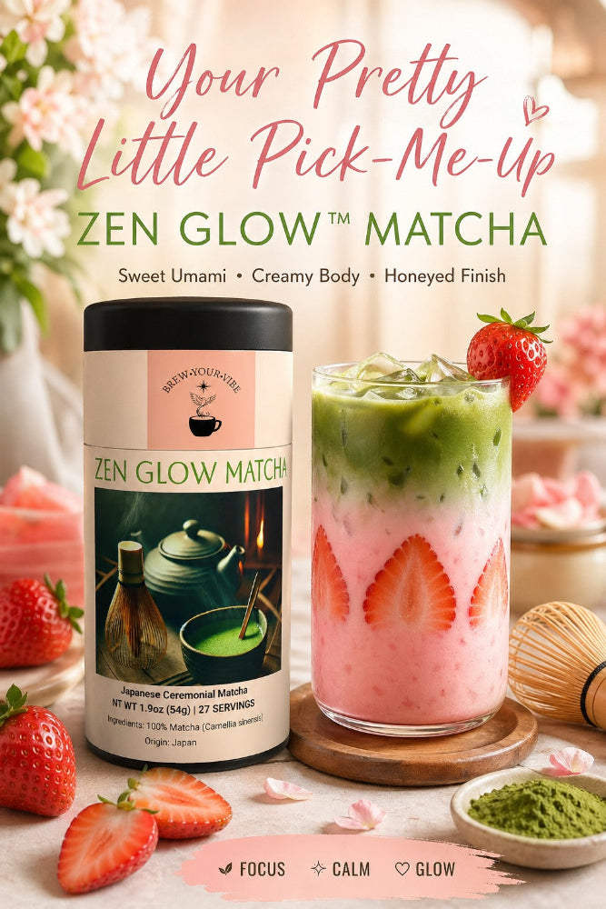 ZEN GLOW™ MATCHA (Ceremonial Grade) - Flavor Notes: Sweet Umami• Fresh Young Greens • Subtle Nori • Creamy Body • Honeyed Finish