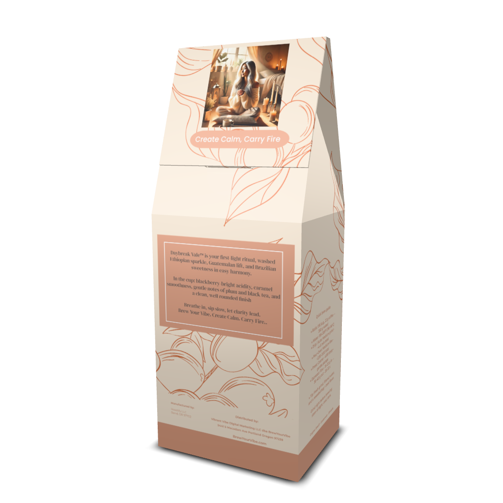 Daybreak Vale™- Light Roast Coffee (Ground) -Tasting Notes: Blackberry • Caramel • Plum • Black Tea - Origins: Ethiopia · Guatemala · Brazil