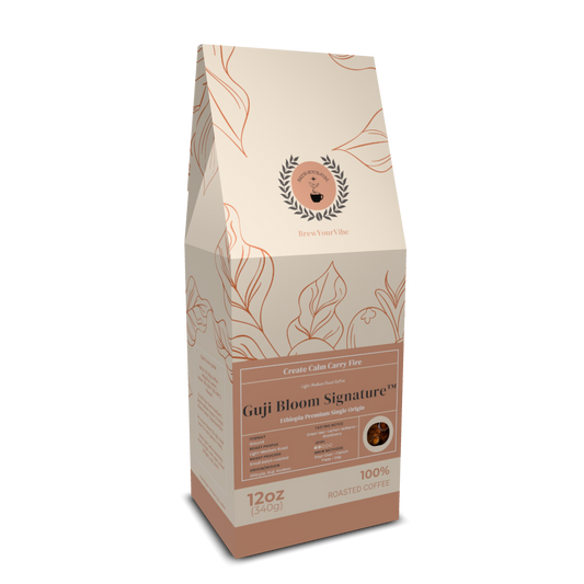 Guji Bloom Signature™ Ethiopia Premium Single Origin- Coffee (Whole Bean) Light- Medium Roast • Tasting notes: Green Tea • Lemon Verbena • Blackberry