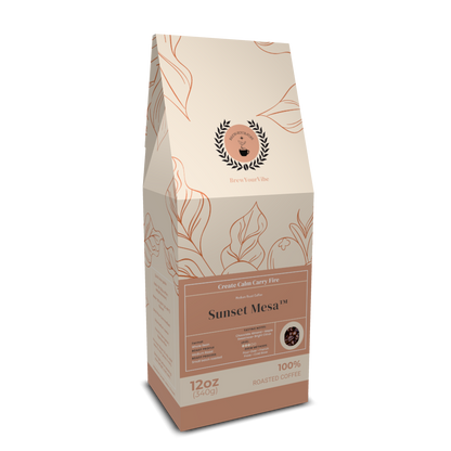 SUNSET MESA™ — Medium Roast Coffee (Whole Bean)  Tasting Notes: Chocolate-Almond • Maple • Citrus - Origins: Brazil • Mexico (Chiapas) — 100% Arabica